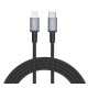 Кабел за iPhone S-119, бързо зареждане, оплетка, черен, Type-c(м), apple lightning(м), 2m, 4A