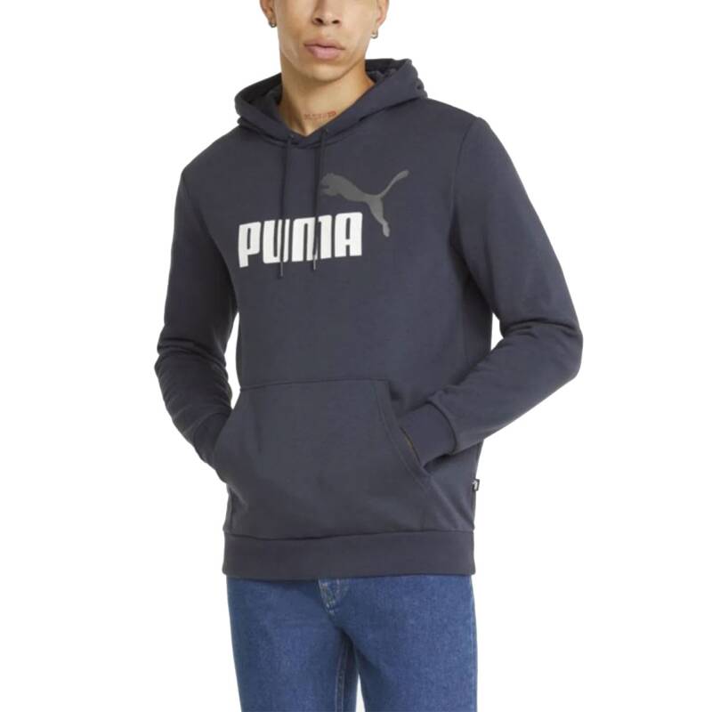 PUMA Essentials+ Two-Tone Big Logo Hoodie Navy