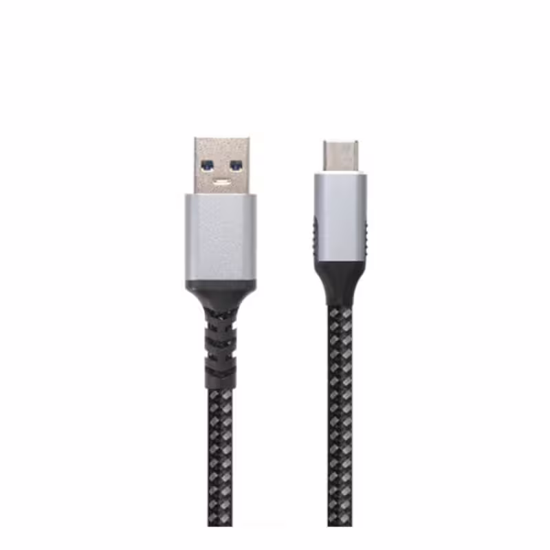 Кабел Type-C S-120, бързо зареждане, оплетка, черен, USB-А(м), USB-C(м), 2m, 5A