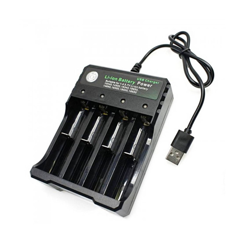 Мрежово зарядно 04U, акумулаторни батерии, Li-ion, 4 бр, USB
