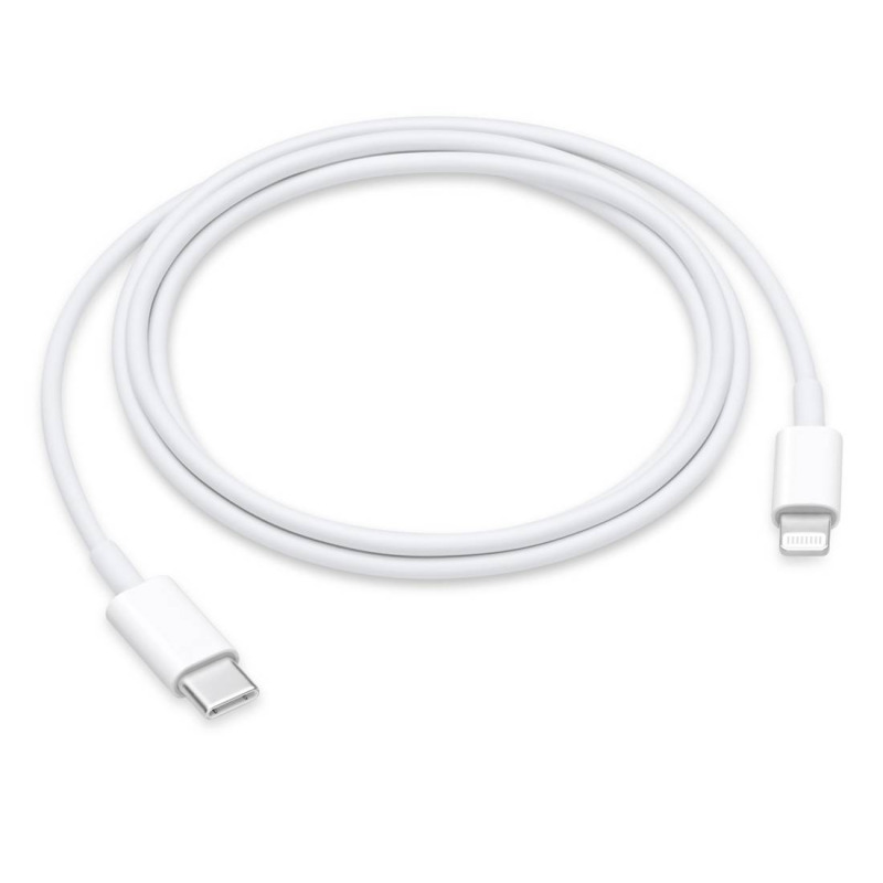 Кабел съвместим с Apple, iPhone, бързо зареждане, силиконов, бял, Type-c(м), apple lightning (м), 1m, 3A