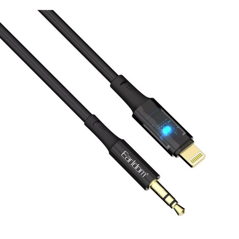 Аудио кабел за музика AUX52, iPhone, Apple lightning(м), 3,5mm JACK(м), черен, 1m