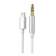 Аудио кабел за музика JH-023, iPhone, Apple lightning(м), 3,5mm JACK(м), бял, 1m