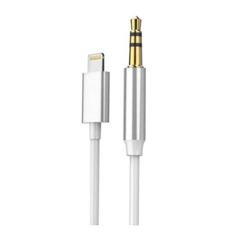 Аудио кабел за музика JH-023, iPhone, Apple lightning(м), 3,5mm JACK(м), бял, 1m