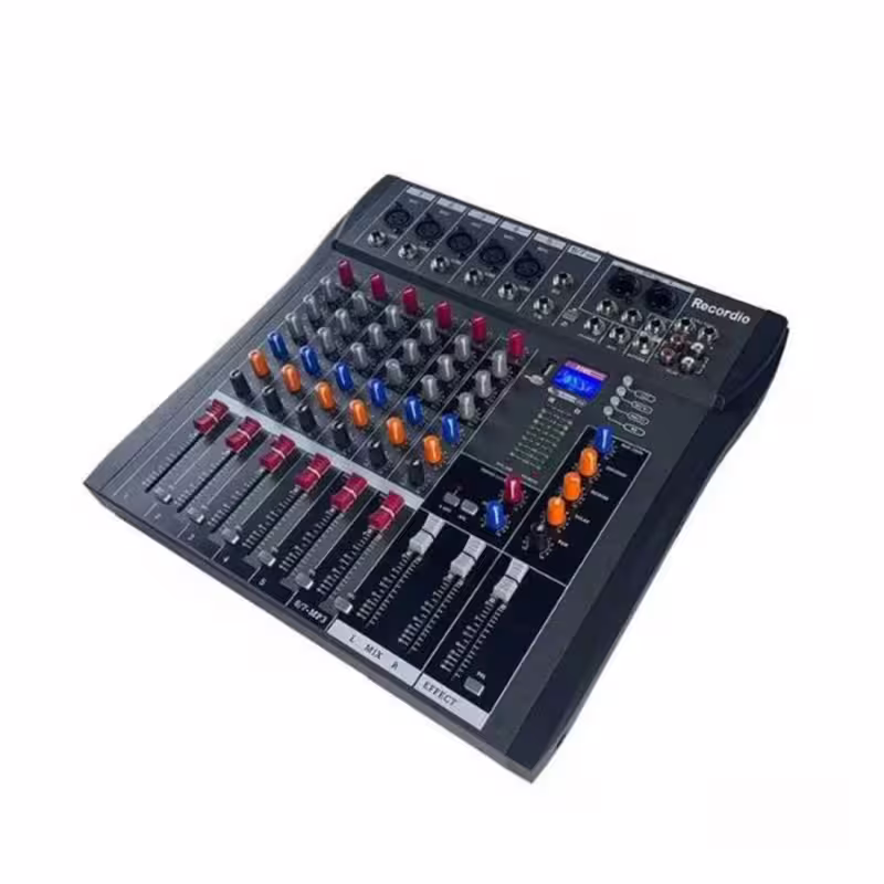 Миксер аудио MX-606BT, пулт, 6 канален, 5 микрофонни входа, USB, BLT