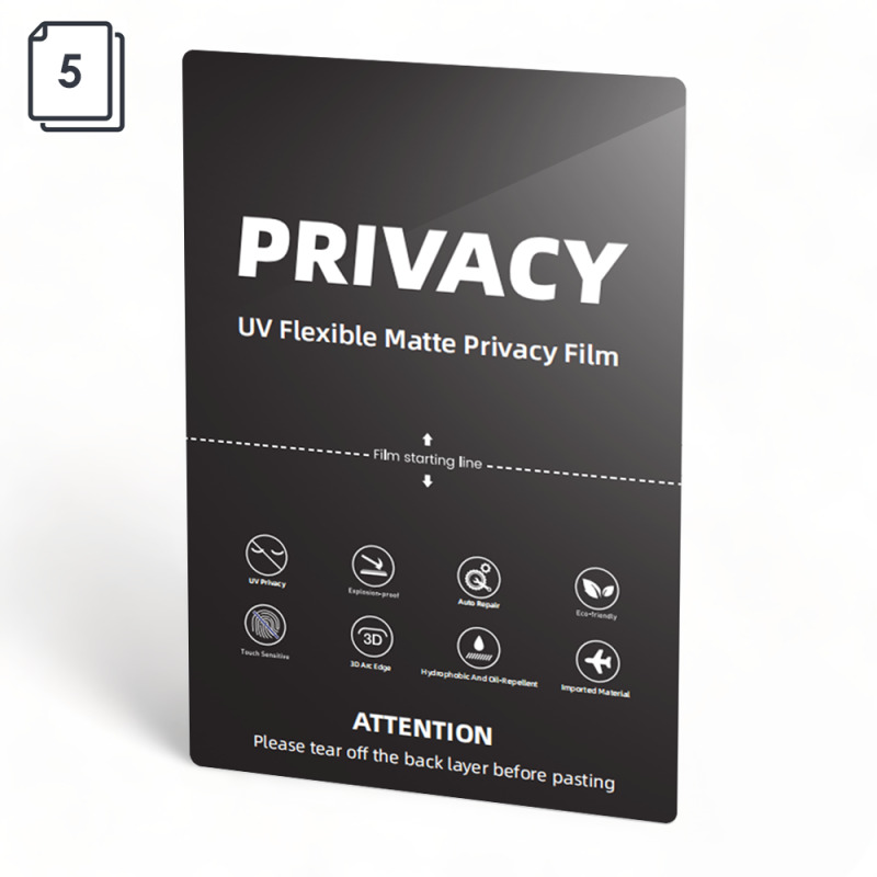 Защитно фолио за изрязване No brand, Хидрогел, 5бр, UV PET, Anti-Spy, Мат, 240um, 120x180mm - 52739