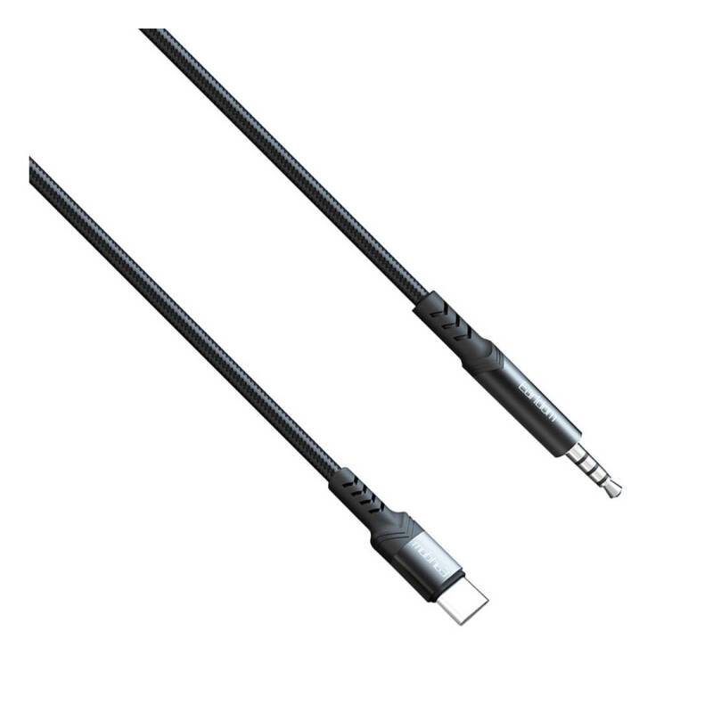 Аудио кабел за музика AUX38, Type-C(м), 3,5mm JACK(м), черен, 1m