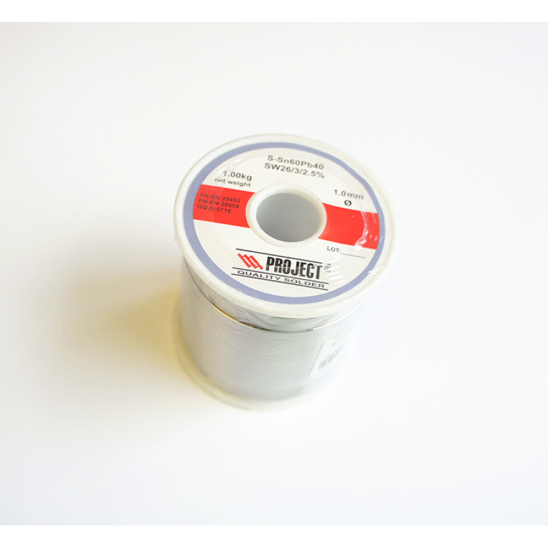 Тинол за запояване PROJECT, Ф1mm, 1000g, Sn60, Pb40, 2,5%