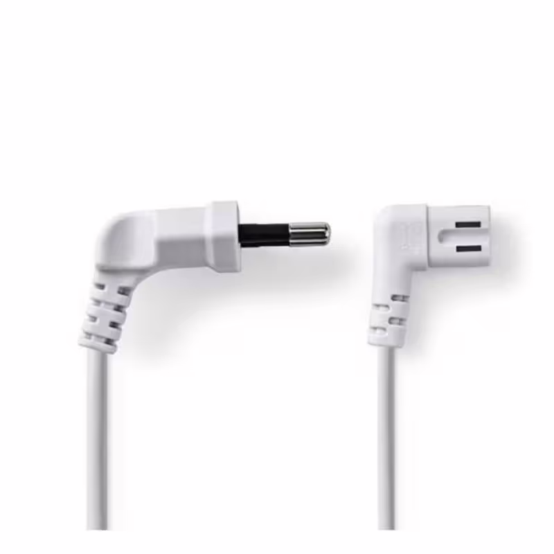 Захранващ кабел за телевизор Nedis, уредба, захранване, ъглов, бял, 220VAC, 2,5A, 3m, 2x0,75mm2