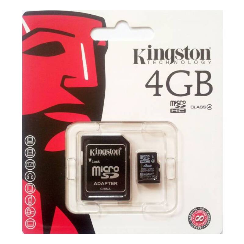 MicroSD карта памет клас 10 KINGSTON с адаптер 4GB