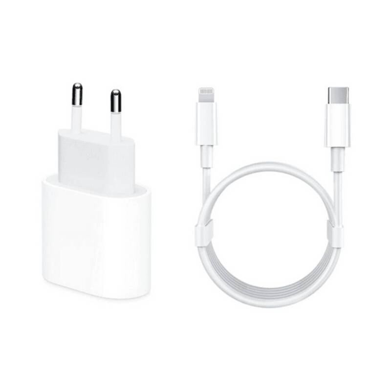 Комплект, мрежово зарядно, съвместимо с Apple, iPhone, бързо зареждане, кабел, USB-C, Type-C, 25W
