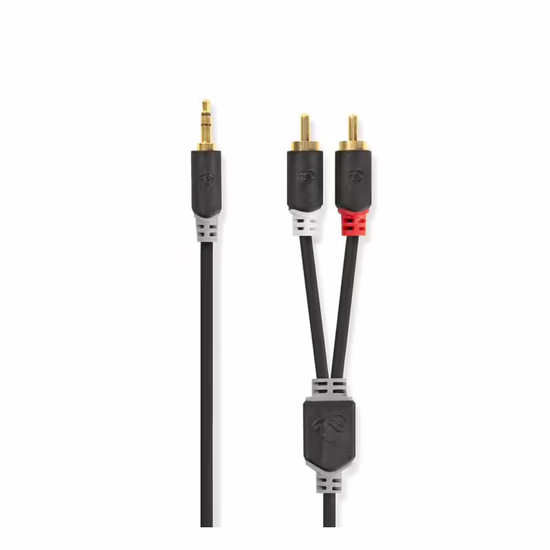 Кабел за аудио Nedis, професионален, STEREO, HQ, 3,5mm JACK(м), 2xRCA(м), силиконов, 10m