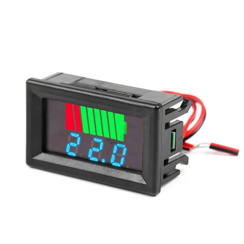 Индикатор на заряд на батерии, волтметър за вграждане, 7VDC, 100VDC, 48x29mm