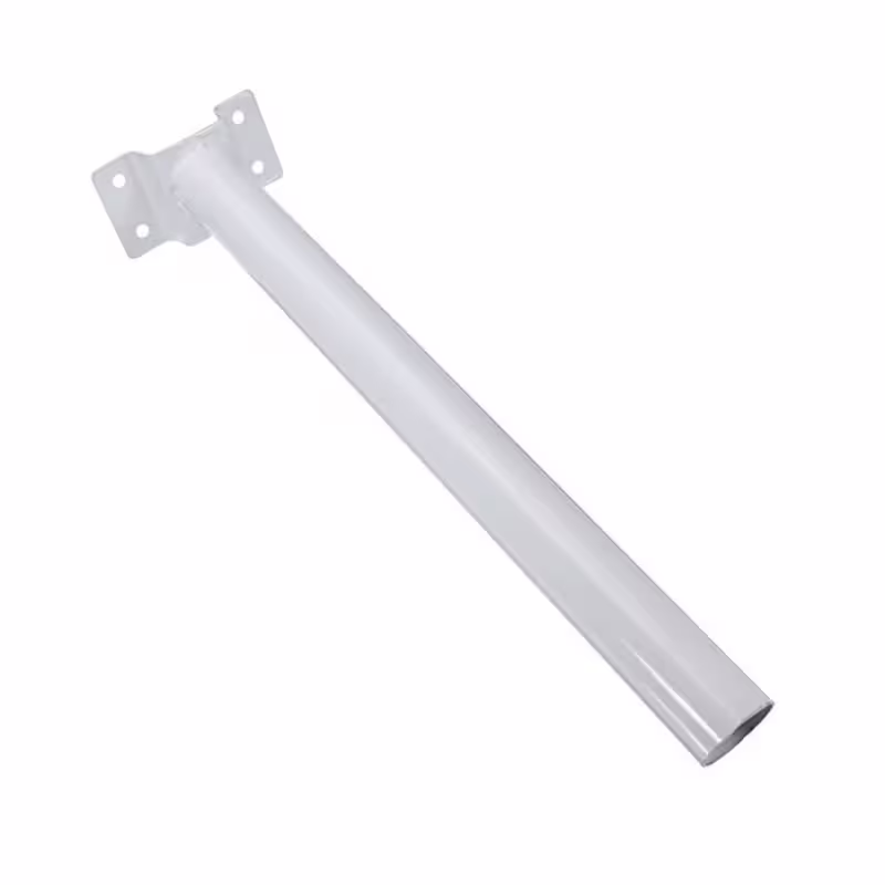 Монтажна стойка за уличен прожектор, метална, крепежи, бяла, Ф50x450mm