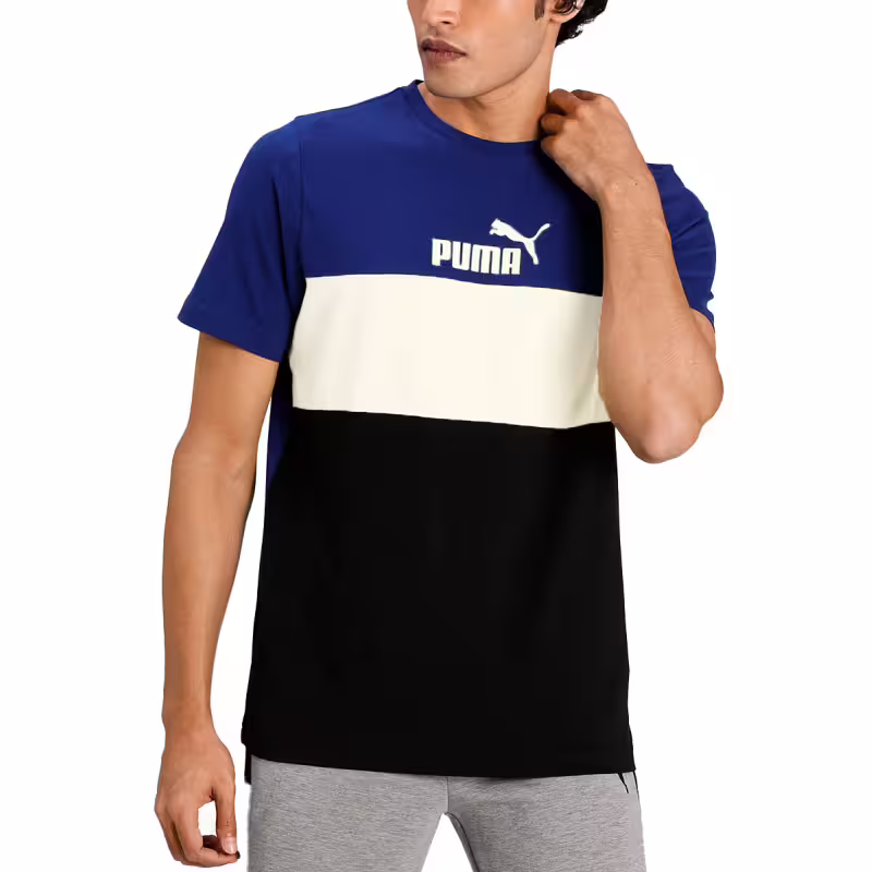 PUMA Essentials+ Colorblock Tee Blue/White