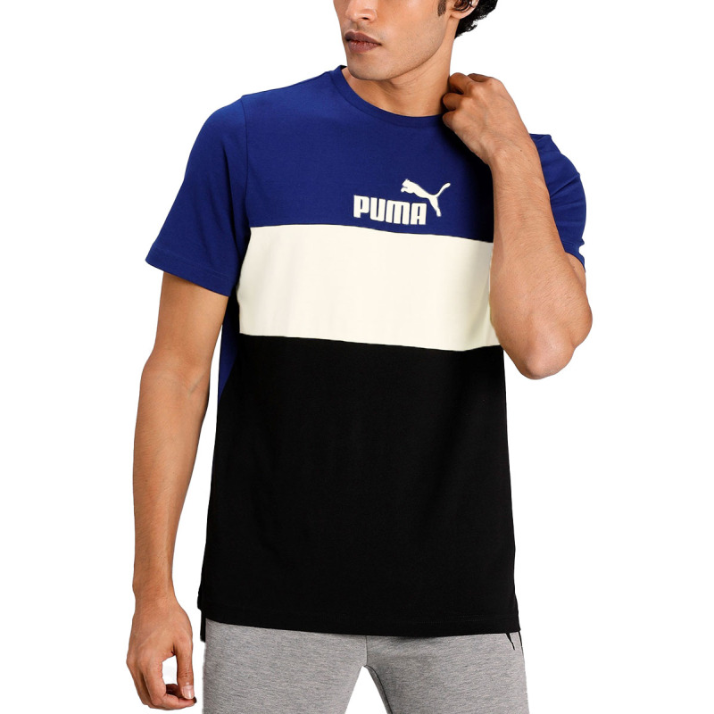 PUMA Essentials+ Colorblock Tee Blue/White