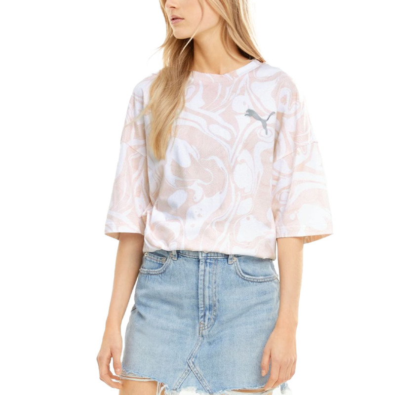 PUMA Evide All Over Printed Tee Beige/White