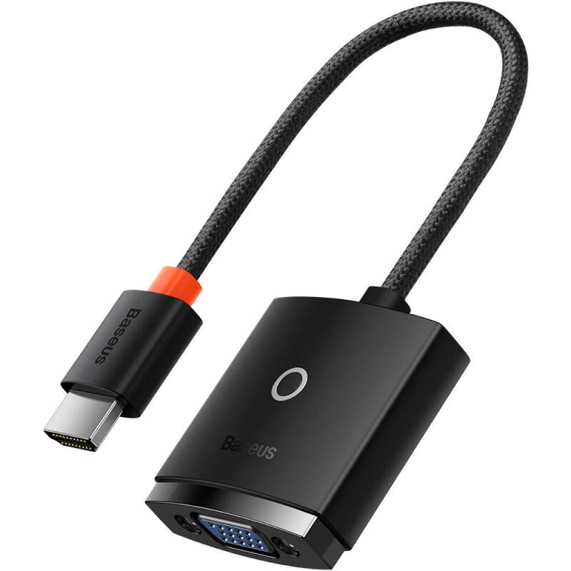 Преходник Baseus Lite, HDMI към VGA, Аудио жак, Черен - 40389
