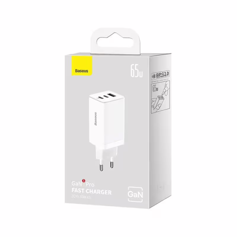 Мрежово зарядно устройство Baseus Super Si, 25W, С PD кабел, Бял - 40417