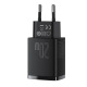 Мрежово зарядно устройство Baseus Compact, 20W, 1 x Type-C F, 1 x USB F, Черен - 40415