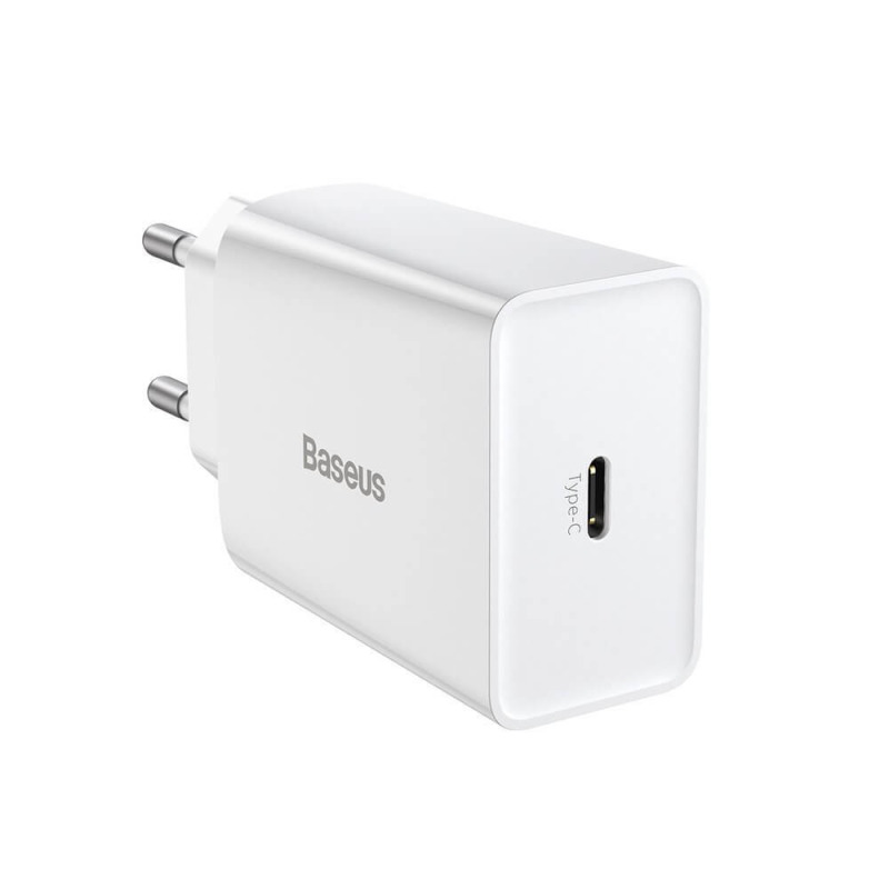 Мрежово зарядно устройство Baseus Speed Mini 1C, 20W, 1 x Type-C F, Бял - 40414