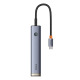 Докинг станция Baseus UltraJoy, 6 порта, Type-C към 2xUSB 3.0, USB 2.0, Type-C, PD, HDMI, RJ45, Сив - 12070