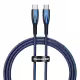 Кабел за данни Baseus Glimmer, Type-C - Type-C, 100W, PD, 1.0m, Син - 40484