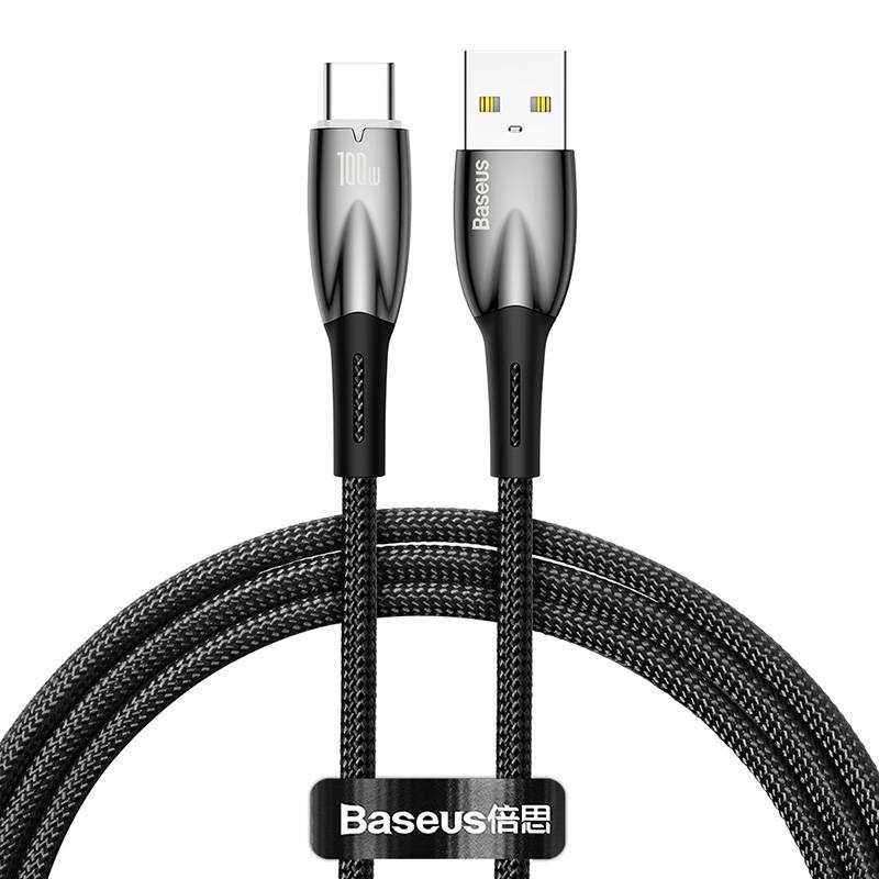 Кабел за данни Baseus Glimmer, Type-C, 100W, 1.0m, Черен - 40480