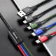 Кабел за зареждане Baseus Fast, 4 в 1, Micro USB, 2 x Lightning, Type-C, 1.2m, Черен - 40493