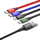 Кабел за зареждане Baseus Fast, 4 в 1, Micro USB, Lightning, 2 x Type-C, 1.2m, Черен - 40494