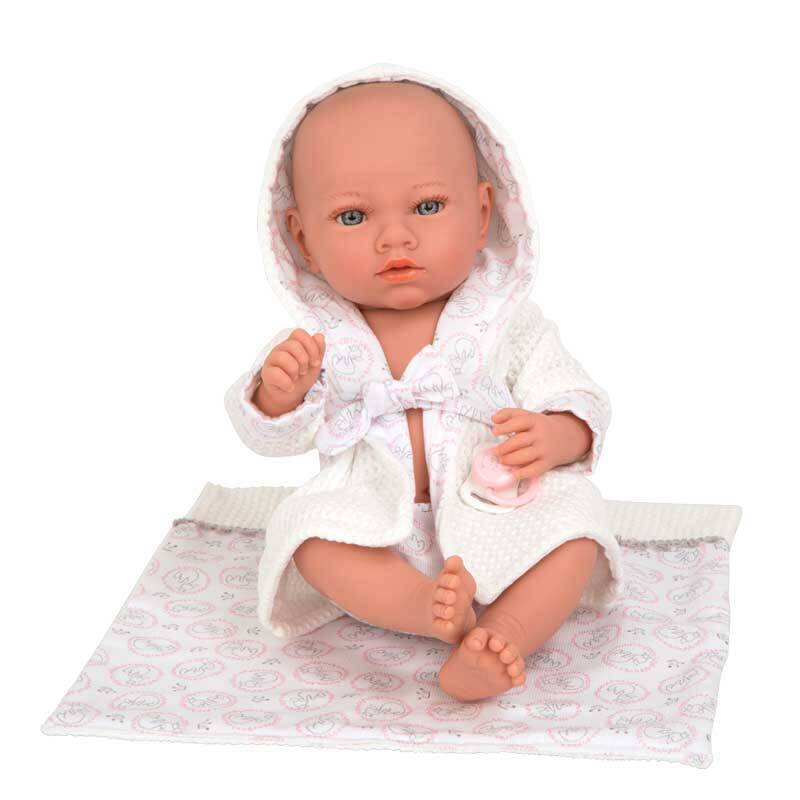 Кукла-бебе Ария с аксесоари за след баня в бяло - 38 см