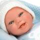 Кукла-бебе Паоло със синьо одеяло и аксесоари - 40 см