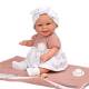Кукла-бебе Роса със спален чувал в розово - 33 см