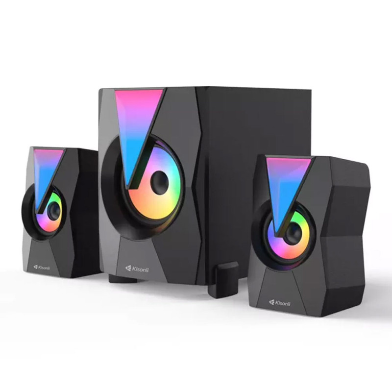 Тонколони Kisonli TM-4000U, Bluetooth, USB, AUX, SD, FM, 8W+2x4W, Черен - 22221