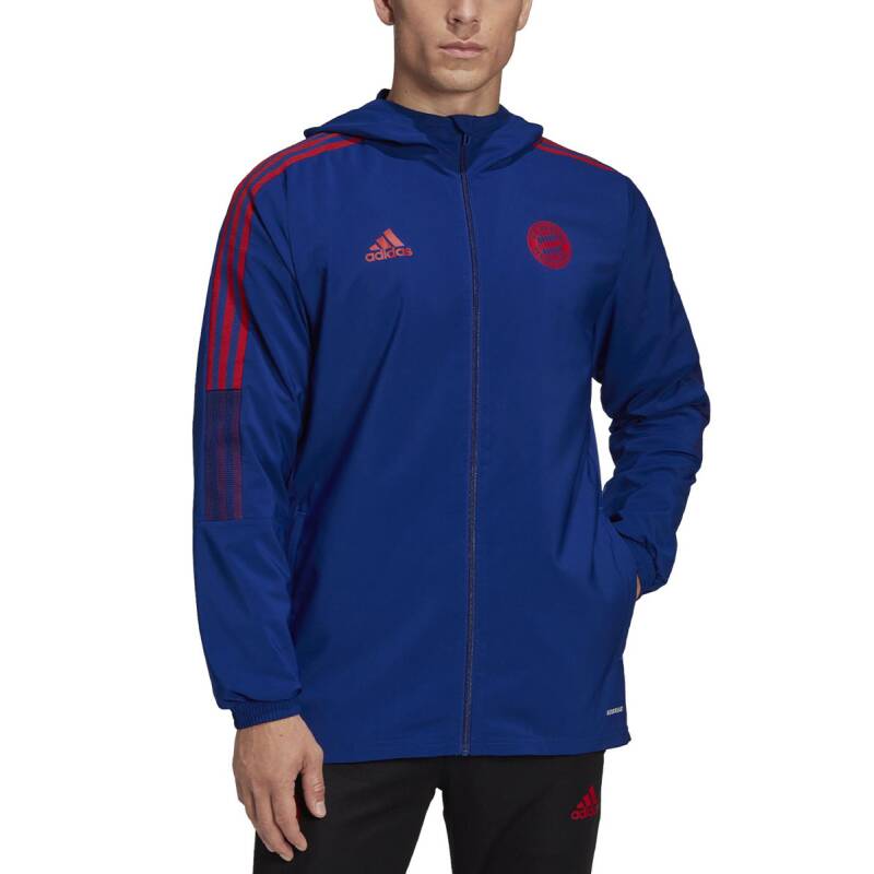 ADIDAS x FC Bayern Munchen Pre Match Hooded Jacket Blue