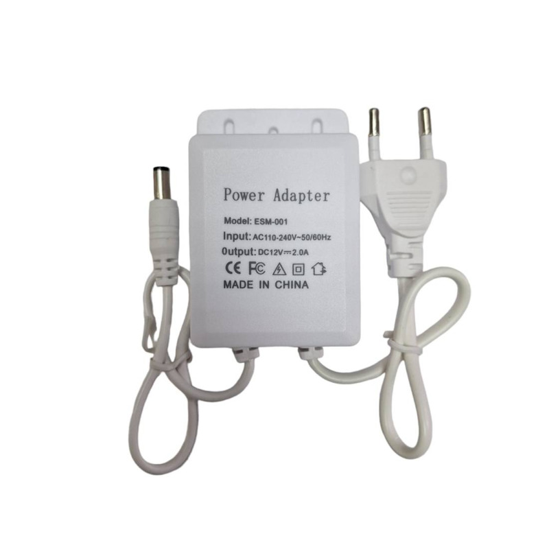 Мрежов адаптер 122000, стабилизиран, букса 5,5х2,5, 12VDC, 2A, 24W