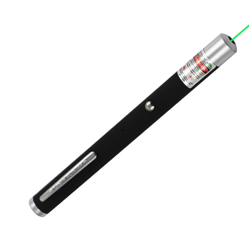 Лазерна показалка, зелена светлина, акумулаторна батерия, 5 приставки, Micro USB, 5mW, 532nm
