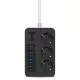 Разклонител Earldom ES-SC07, 3 гнезда, CEE 7/3, 6 х USB, 2м., Черен - 40378