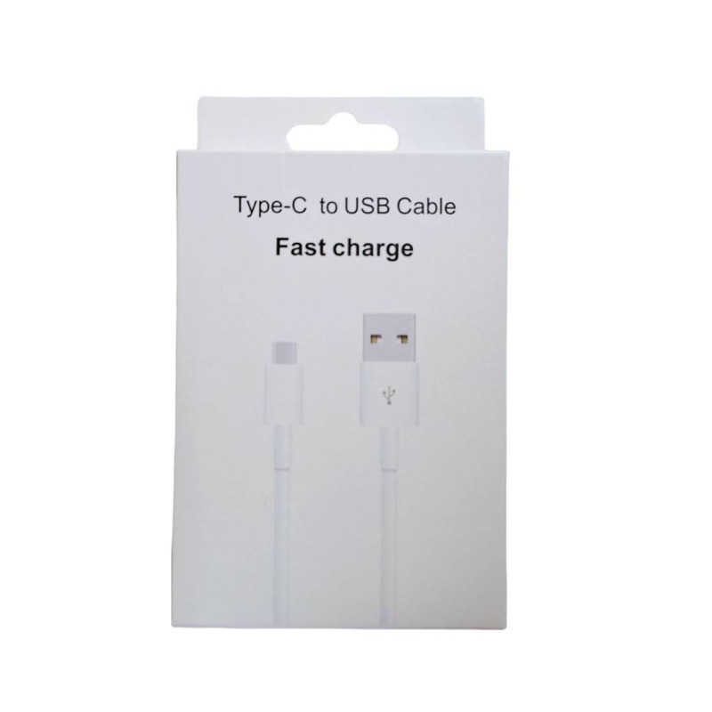 Кабел Type-C, бързо зареждане, силиконов, бял, USB-А(м), USB-C(м), 1m, 6A