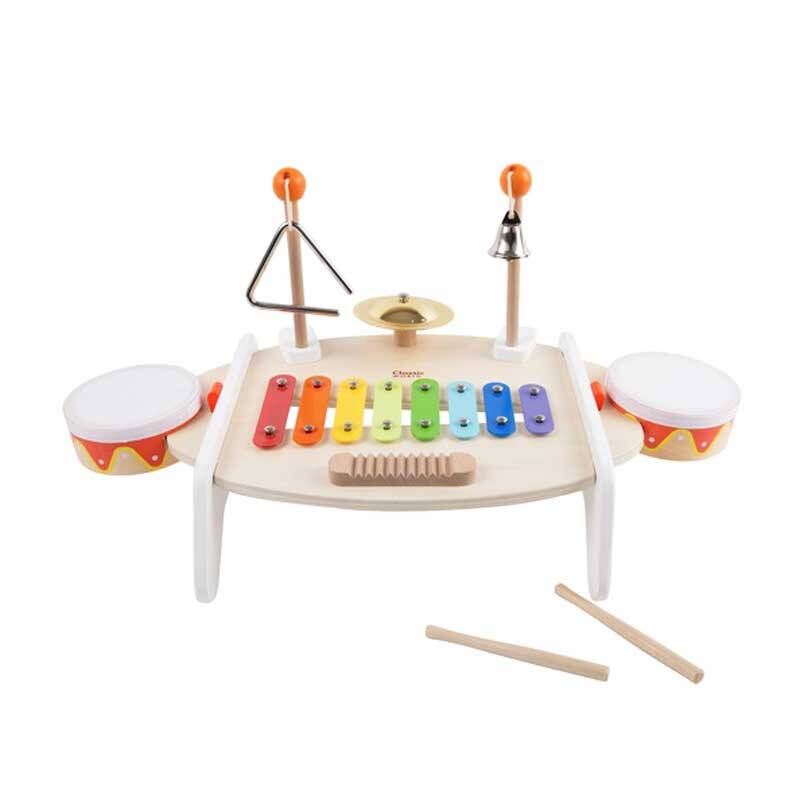Детска дървена маса с музикални инструменти