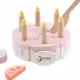 Детска торта от дърво със свещички в пастелно розов цвят
