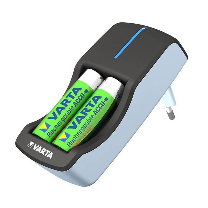 Мрежово зарядно Varta, акумулаторни батерии, комплект 2xAA, 2100mAh