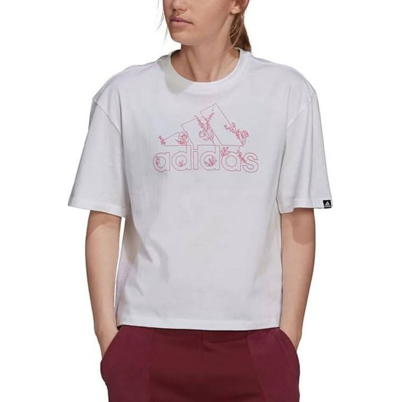 ADIDAS Sport Inspired Soft Floral Logo Graphic Tee White/Pink