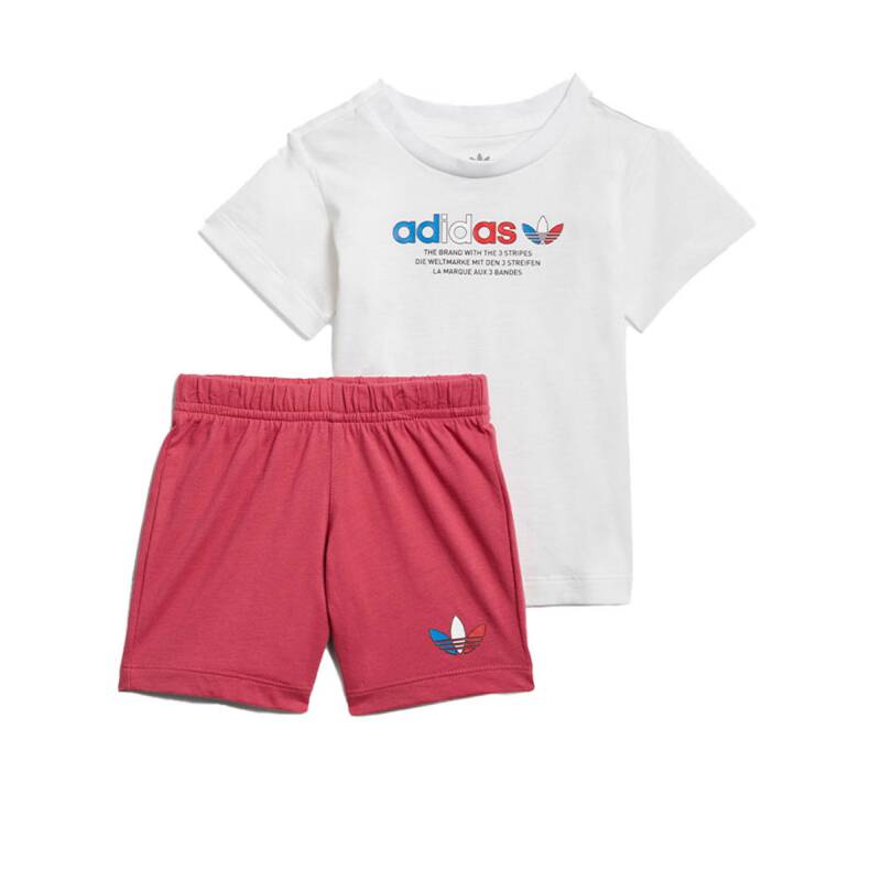 ADIDAS Originals Adicolor Shorts And Tee Set White/Pink