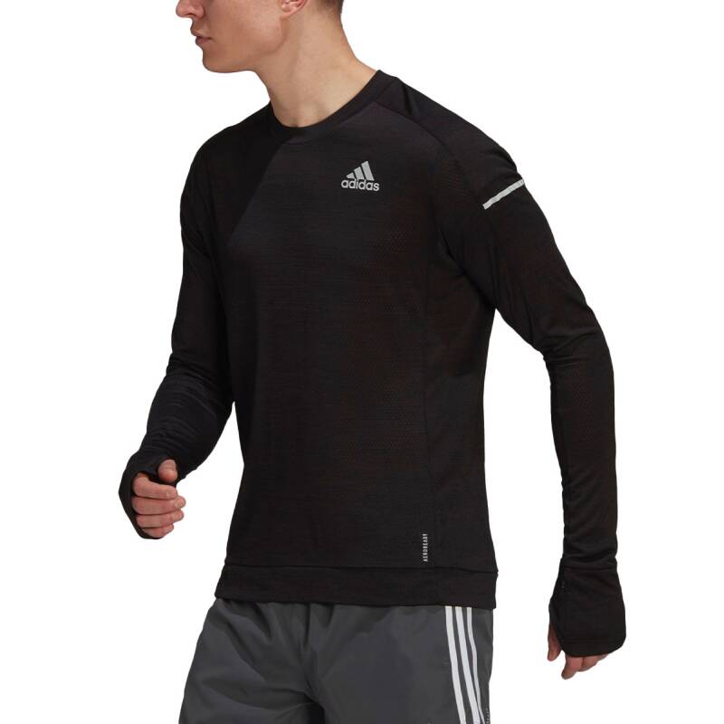 ADIDAS Cooler Long Sleeve Running Sweatshirt Black