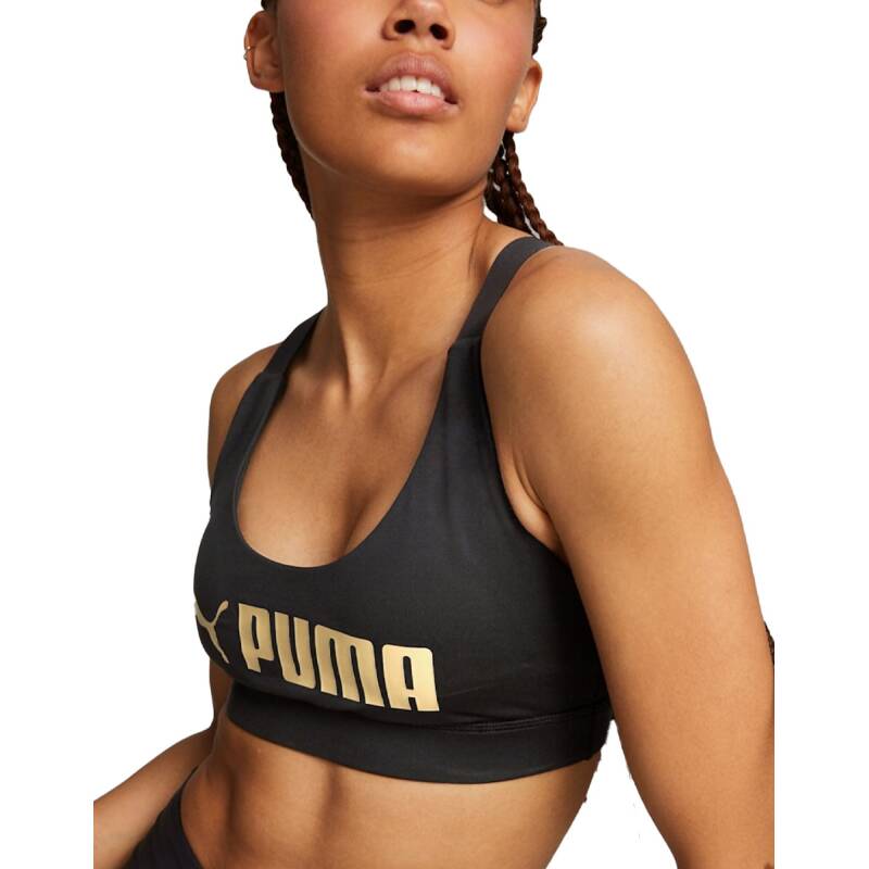 PUMA Fit Mid Impact Training Bra Black/Gold