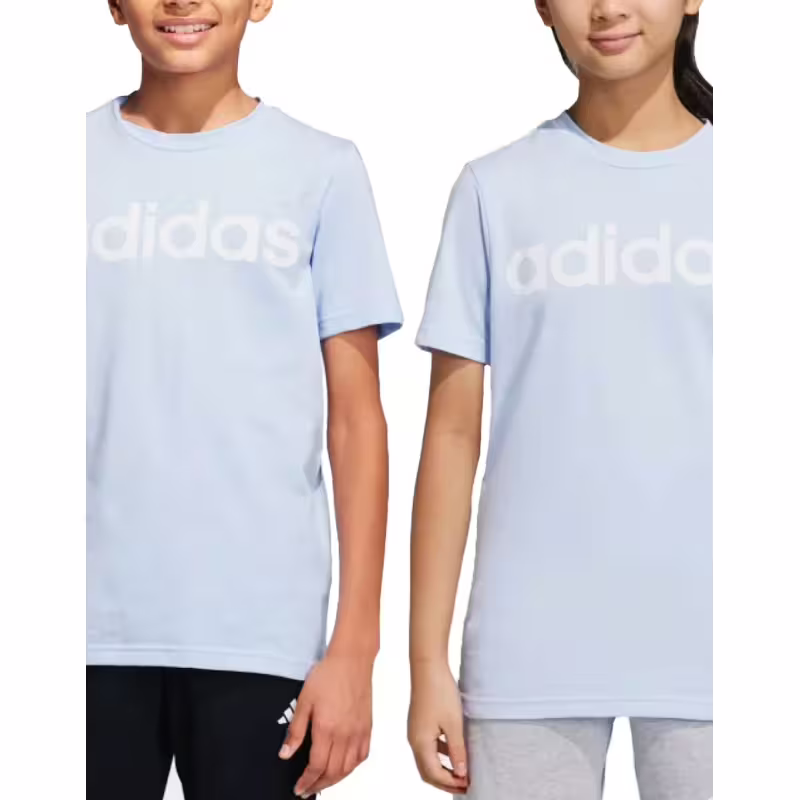 ADIDAS Essentials Linear Logo Cotton Tee Blue Dawn