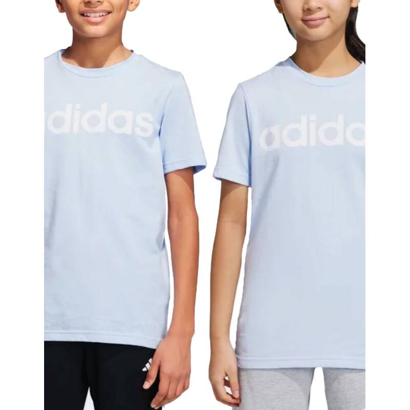 ADIDAS Essentials Linear Logo Cotton Tee Blue Dawn