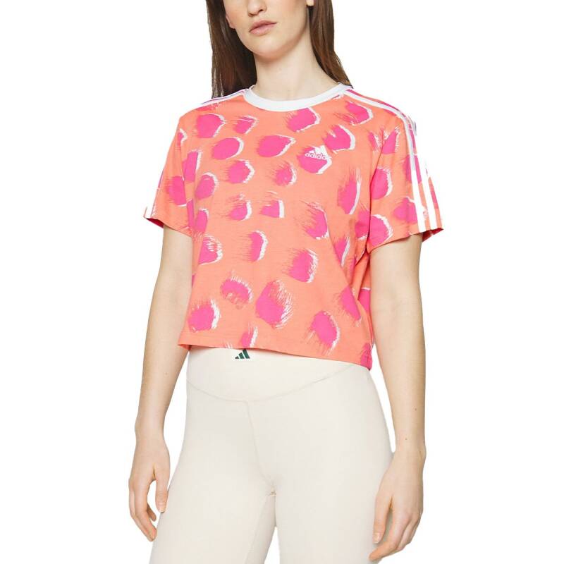 ADIDAS Essentials 3-Stripes Single Jersey Cropped Tee Orange/Pink