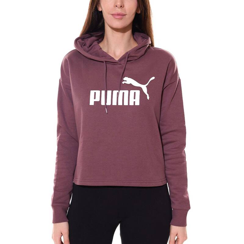 PUMA Essentials Cropped Hoodie Purple